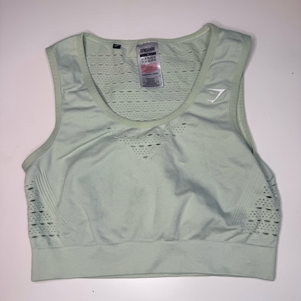Gymshark Energy Seamless Crop Top in light sage green Size Medium GUC